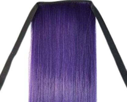 real hair ponytail extension-purple straight 4