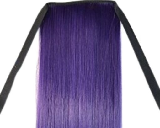 real hair ponytail extension purple straight 4