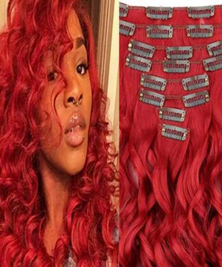 red hair extensions clip in-long curly(1)