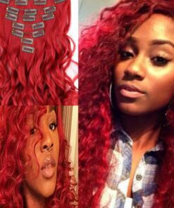red hair extensions clip in long curly2