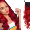 red ponytail extension wavy long 1