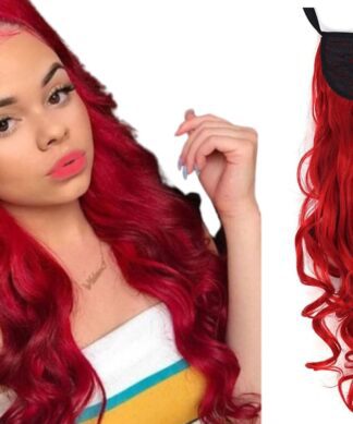 red ponytail extension-wavy long 1