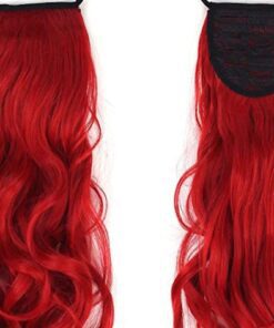 red ponytail extension wavy long 4