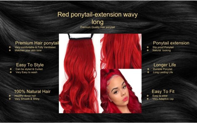red ponytail extension wavy long5