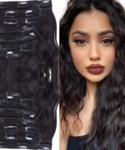 remy human hair clip in extensions black wavy long 2