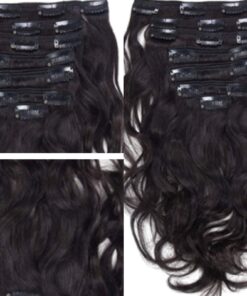 remy human hair clip in extensions black wavy long 3