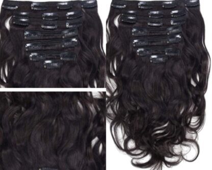 remy human hair clip in extensions-black wavy long 3