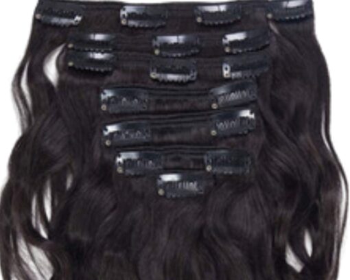 remy human hair clip in extensions black wavy long 4