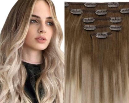 remy human hair clip in extensions-ombre wavy long 1