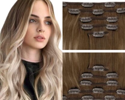 remy human hair clip in extensions-ombre wavy long 2