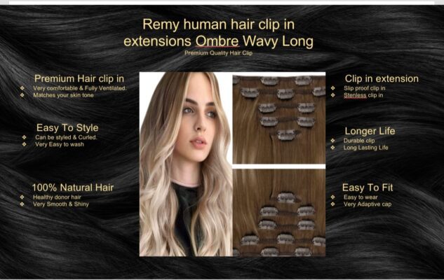remy human hair clip in extensions ombre wavy long5