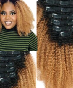 short clip in hair extensions ombre brown curly 2