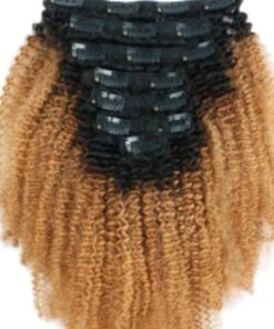 short clip in hair extensions ombre brown curly 4