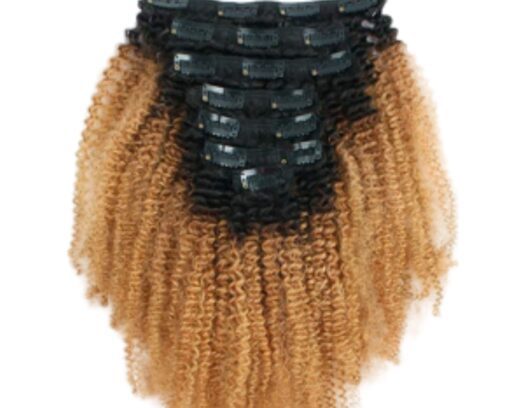 short clip in hair extensions ombre brown curly 4