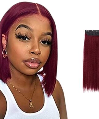 short hair clip in-burgundy straight 1