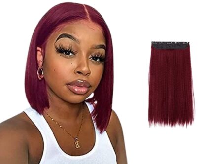 short hair clip in-burgundy straight 1