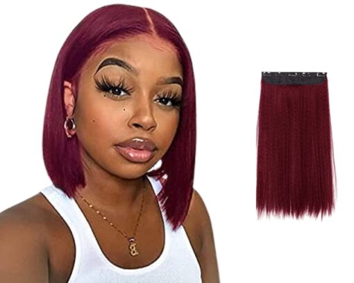 short hair clip in burgundy straight 1