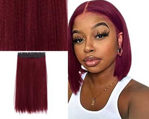 short hair clip in burgundy straight 2