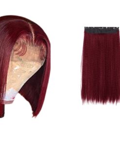 short hair clip in burgundy straight 4