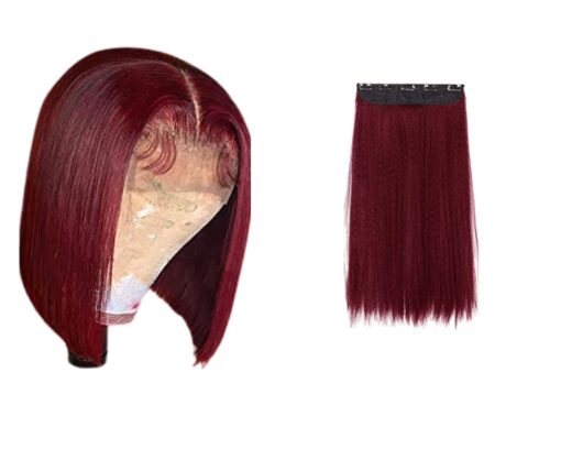 short hair clip in burgundy straight 4