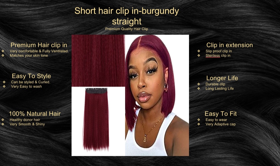 short hair clip in-burgundy straight5
