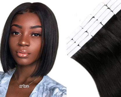 short hair tape in extensions-black straight 1