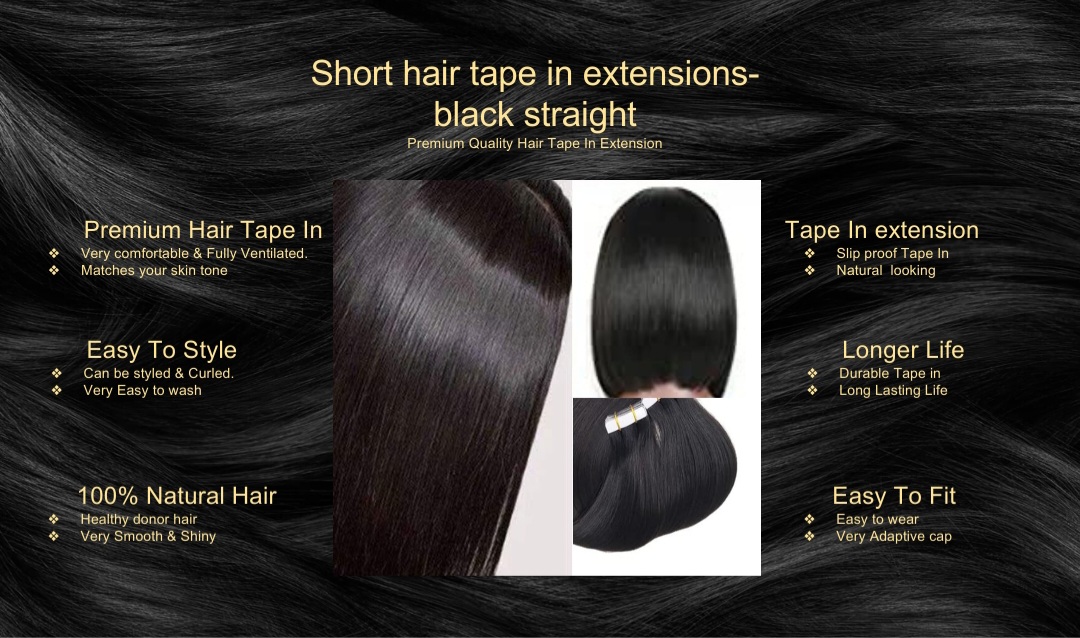 short hair tape in extensions-black straight5