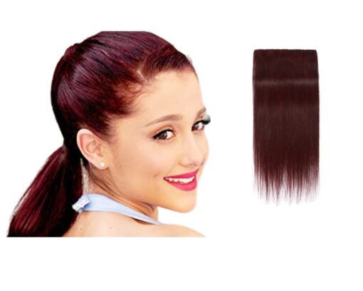 short ponytail extension burgundy straight 1