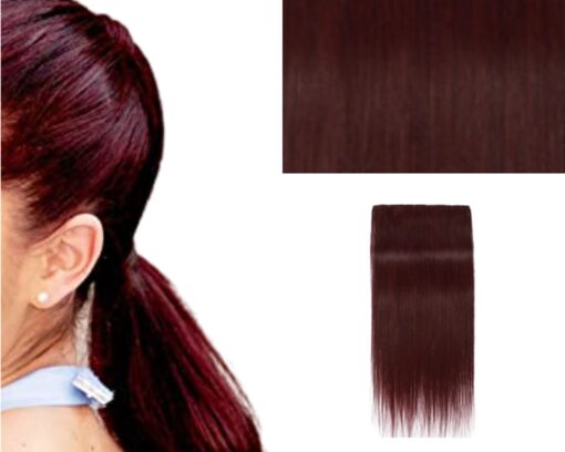short ponytail extension burgundy straight 2