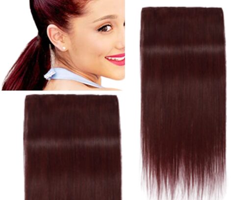 short ponytail extension burgundy straight 3