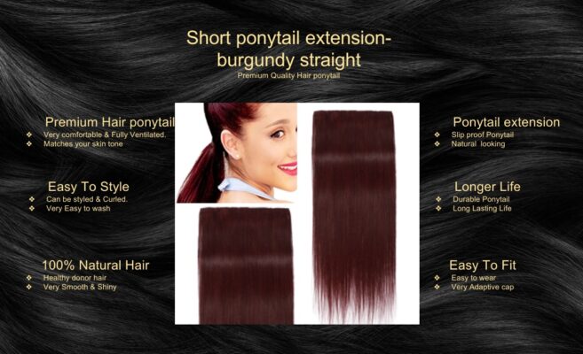 short ponytail extension burgundy straight5