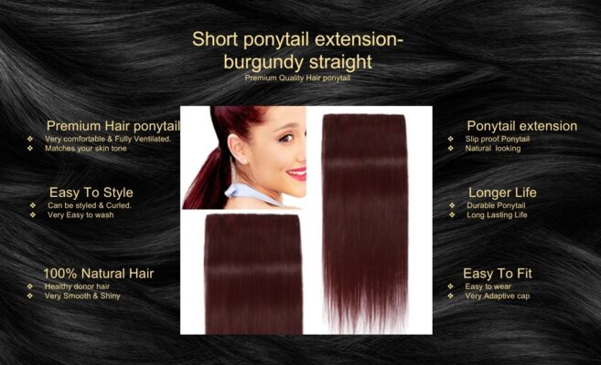 short ponytail extension burgundy straight5 short ponytail extension burgundy straight5
