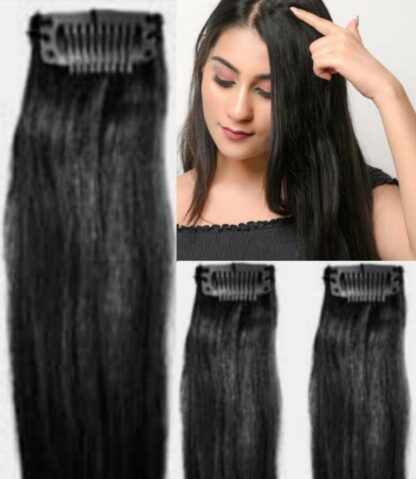single clip in hair extensions-black long(3)