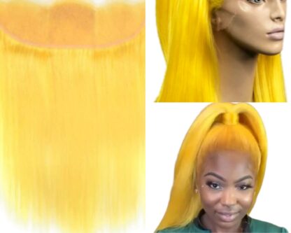 straight hair ponytail-yellow long 3
