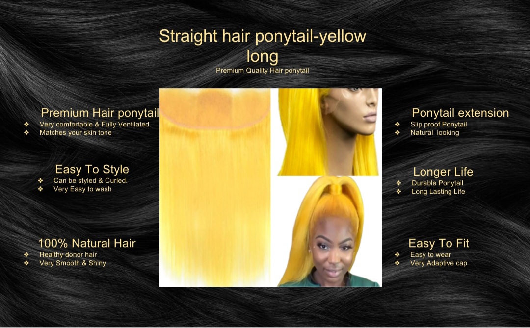 straight hair ponytail-yellow long5