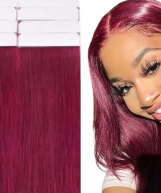tape in extensions-burgundy long straight 1