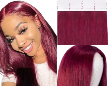tape in extensions-burgundy long straight 3
