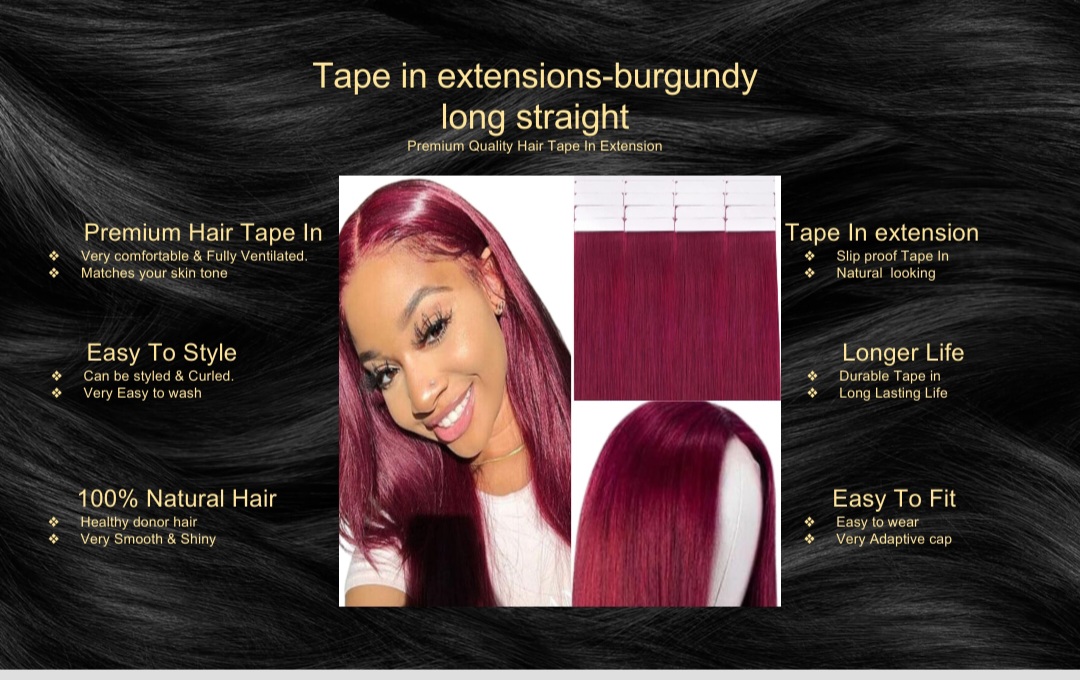 tape in extensions-burgundy long straight5