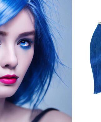 tape in extensions on short hair-blue straight 1