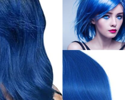 tape in extensions on short hair-blue straight 3