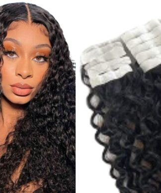 tape in hair extension black hair-kinky curly 1