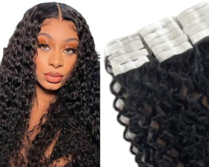tape in hair extension black hair-kinky curly 1