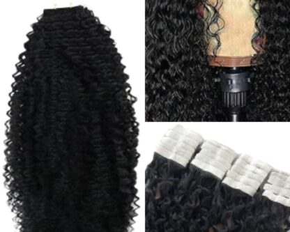 tape in hair extension black hair-kinky curly 3