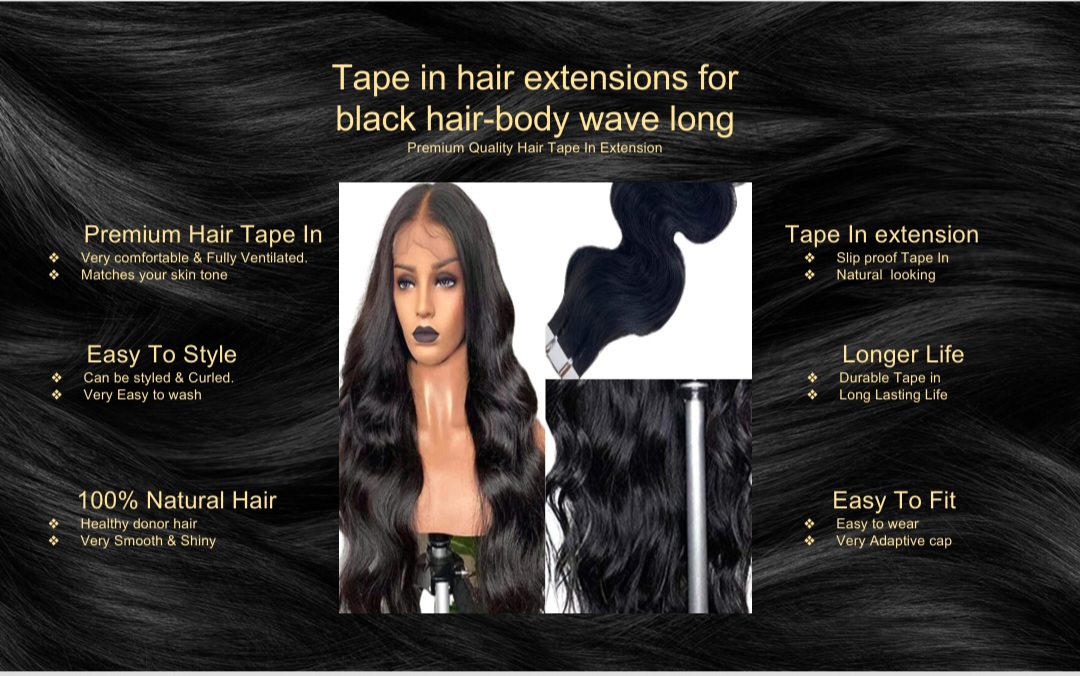 tape in hair extensions for black hair-body wave long5