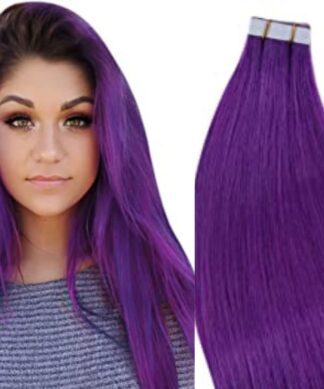 tape in hair extensions-purple long straight 1
