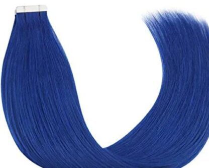 tape in human hair extensions-blue long straight 4