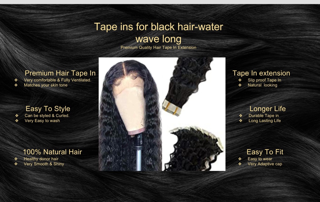 tape ins for black hair-water wave long5