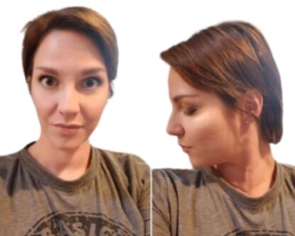 tape ins on short hair-brown straight 3