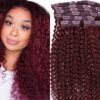 top clip in hair extensions kinky curly red 1