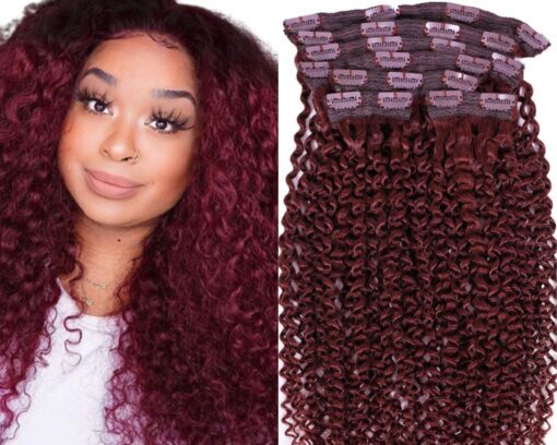 top clip in hair extensions kinky curly red 1